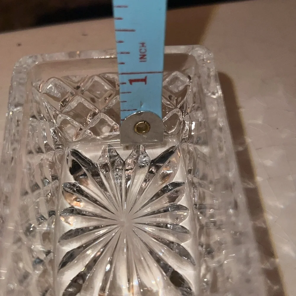 Cut Glass Princess Trinket Box, Pressed Glass Rectangular Tiny Glass Container